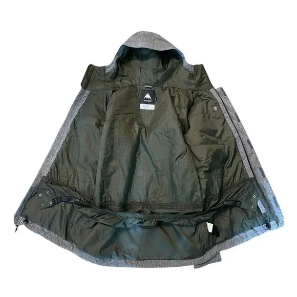 Burton Covert Dhaka Snowboard Ski Jacket Mens XL Living Lining Gray Hooded Nice